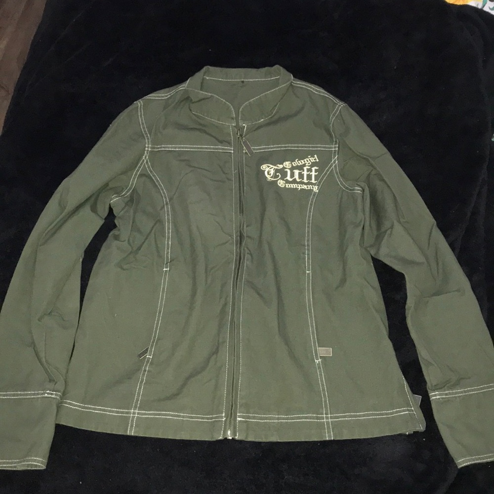 cowgirl tuff army green canvas jacket